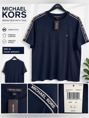 Michael Kors Men’s XL Midnight Navy Logo Tape T-Shirt NWT